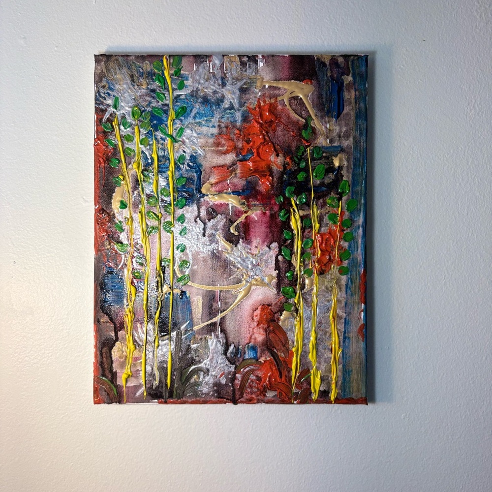 Energetic Yellow and Green Abstract Painting